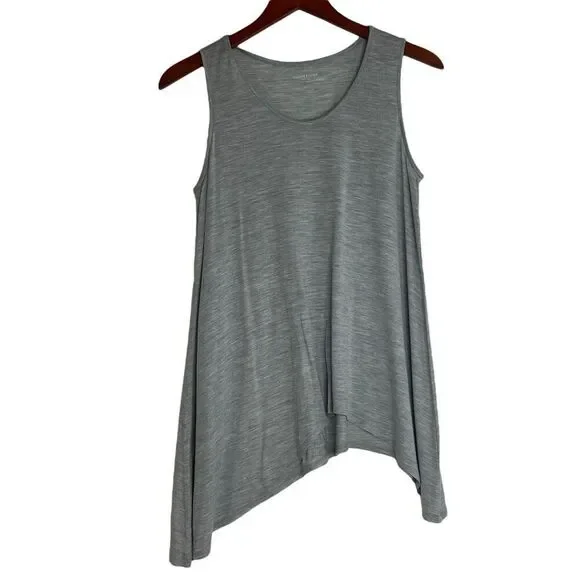 Eileen Fisher Womens SIlk Cotton Sharkbite Hem Tank Top Heather Gray Size Small - Picture 1 of 16
